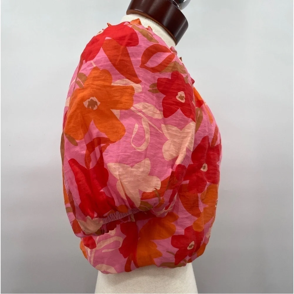 ASTR The Label Atlanta One Shoulder Ted Pink Orange Top Size Small